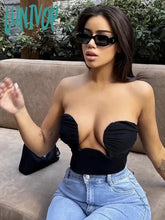 Lunivop Women Summer Soild Sexy Strapless Backless Black White Camis Bandage Tops 2024 Fashion High